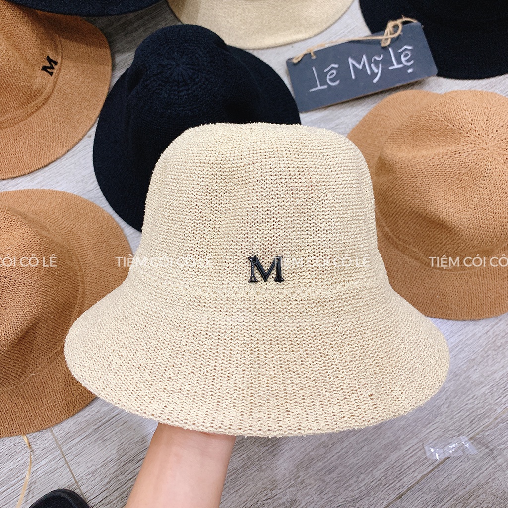 Mũ bucket full màu chữ M, nón đi biển thời trang cho bạn gái - Tiệm Cói Cô Lê
