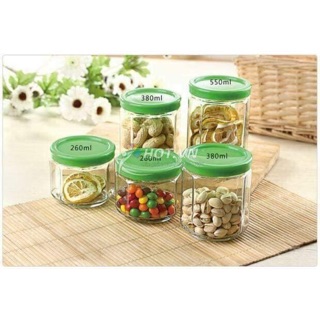 Bộ hũ đựng gia vị thuỷ tinh 5 món