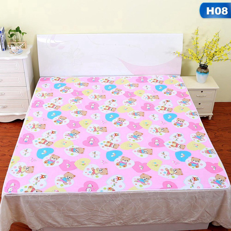 Tấm Trải Giường Cotton Chống Thấm Nước In Họa Tiết Xinh Xắn Cho Bé