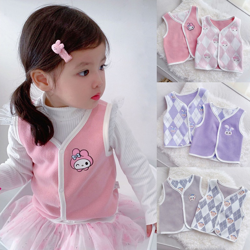 Áo Khoác Lông Cừu Không Tay Thời Trang Thu Đông Dễ Phối Đồ Cho Bé