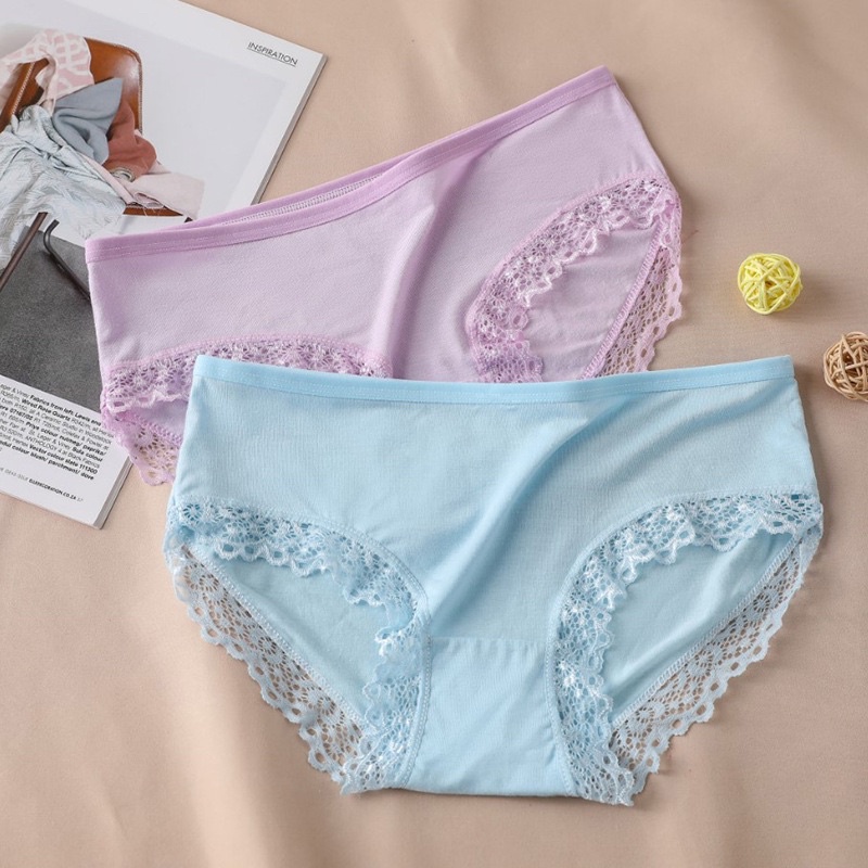 Quần lót cotton Viền ren dễ thương Siêu mịn