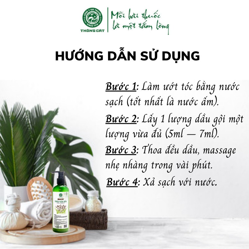 Dầu gội thảo mộc Đông y gia truyền Thông Cát 1918_chiết xuất hà thủ ô và tinh dầu bưởi_chắc khỏe tóc, giảm rụng, nấm