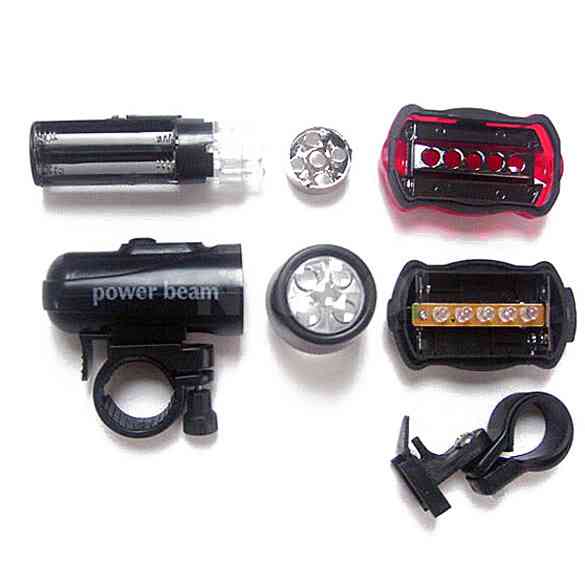 Set Đèn Pha 5LED Và Đèn Gắn Đuôi Xe Đạp 5LED Không Thấm Nước