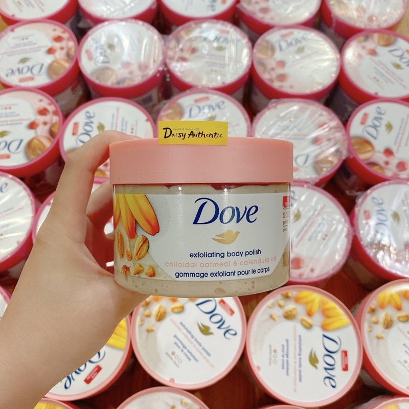 Tẩy Tế Bào Chết Dove Crushed Macadamia & Rice Milk - Dưỡng da toàn thân