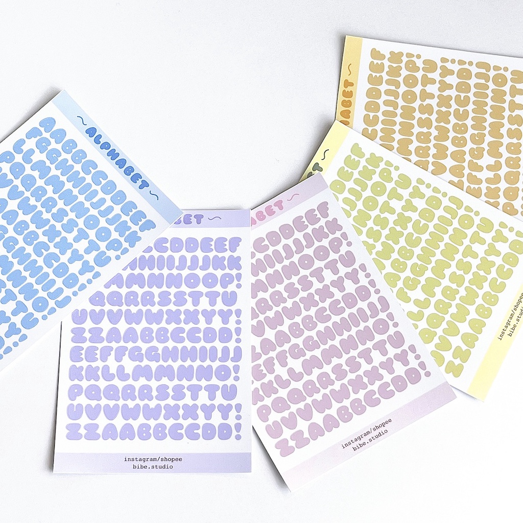 Bibe | Alphabet Sticker Sheet | Hình Dán Trang Trí Sổ Planner, Bullet Journal
