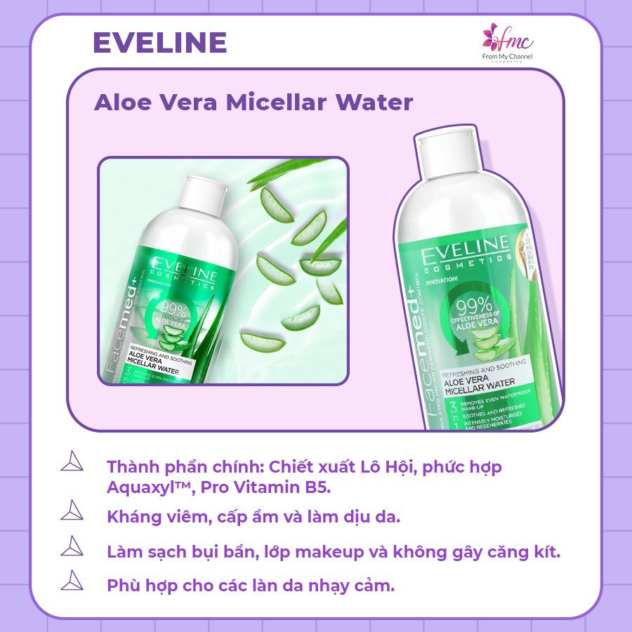 Các Phiên Bản Tẩy Trang Best Seller Từ Hãng Eveline + Tặng 1 túi chườm giảm đau bụng