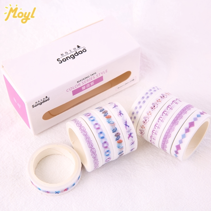 Set 10 cuộn băng keo họa tiết hoạt hình dễ thương để trang trí