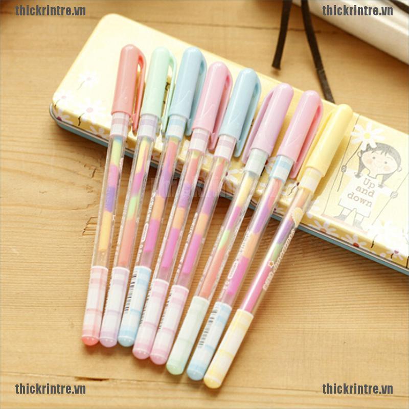 <Hot~new>2pc Cute Highlighter Pen Marker Stationary Point Pen Ballpen 6 Color