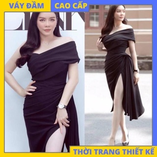Váy body váy dự tiệc cúp ngực đắp vai vạt chéo rớt tà sang trọng dạ hội đi chơi