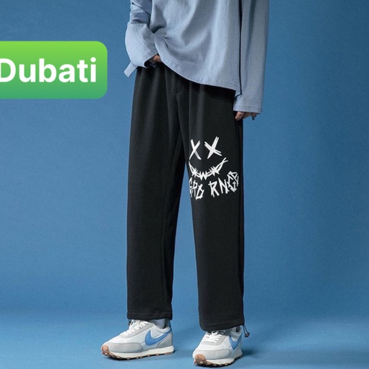 QUẦN JOGGER NAM NỮ UNISEX CHẤT NỈ DÀY DA CÁ ỐNG SUÔNG RỘNG IN HÌNH MẶT CƯỜI RÚT DÂY PHONG CÁCH HOT TREND MÙA HÈ - DUBA | BigBuy360 - bigbuy360.vn