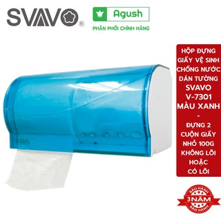 Hộp đựng giấy vệ sinh chống nước gắn dán tường SVAVO V-73 xanh dương 2 ngăn đựng giấy cuộn nhỏ không lõi, có lõi - Agush
