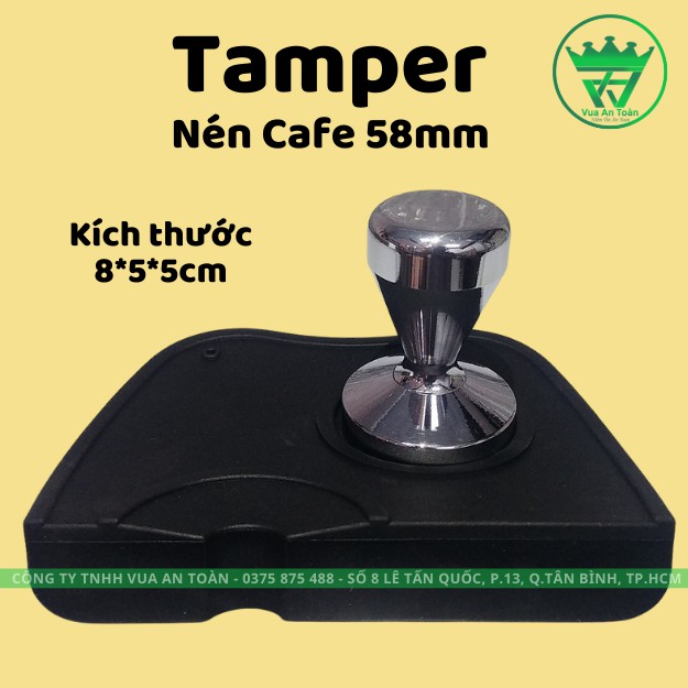 Tamper Cán Inox 58mm Nén cà Phê Kích thước 8*5*5cm