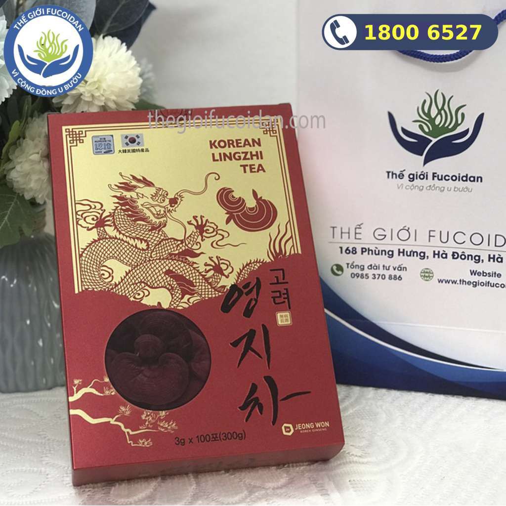 Trà Nấm Linh Chi Hàn Quốc Đỏ - KOREAN LINGZHI TEA - Hộp 100 gói