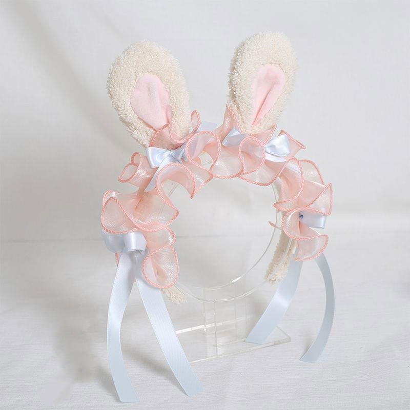 Băng Đô Tai Thỏ Lông Nhung Phong Cách Lolita