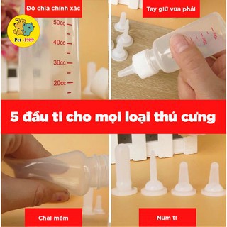 Bình Ti Bình Sữa Chó Mèo Sơ Sinh loại 60ml và 150ml