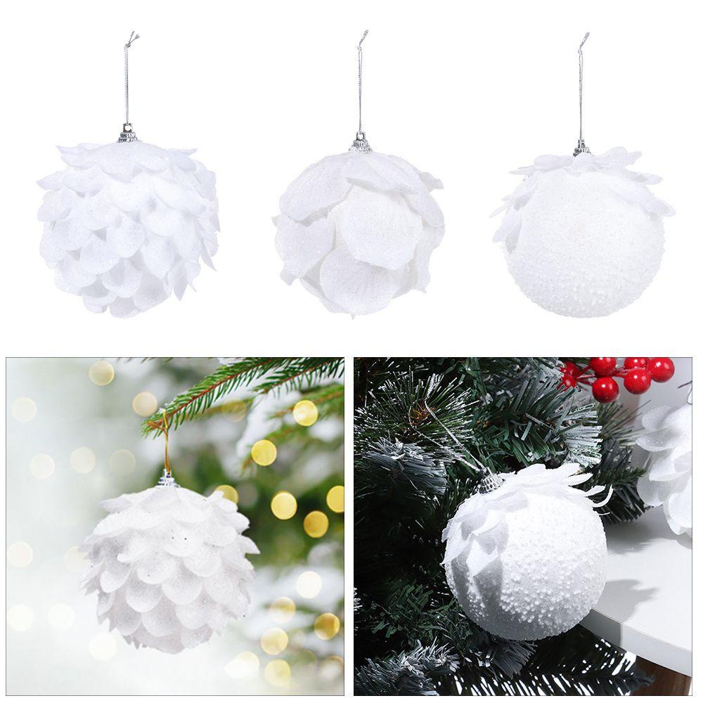 CONOPERY Bộ 3 Quả Cầu Xốp Hình Cánh Hoa Màu Trắng Lấp Lánh Trang Trí Nhà Cửa / Tiệc Cưới / Giá