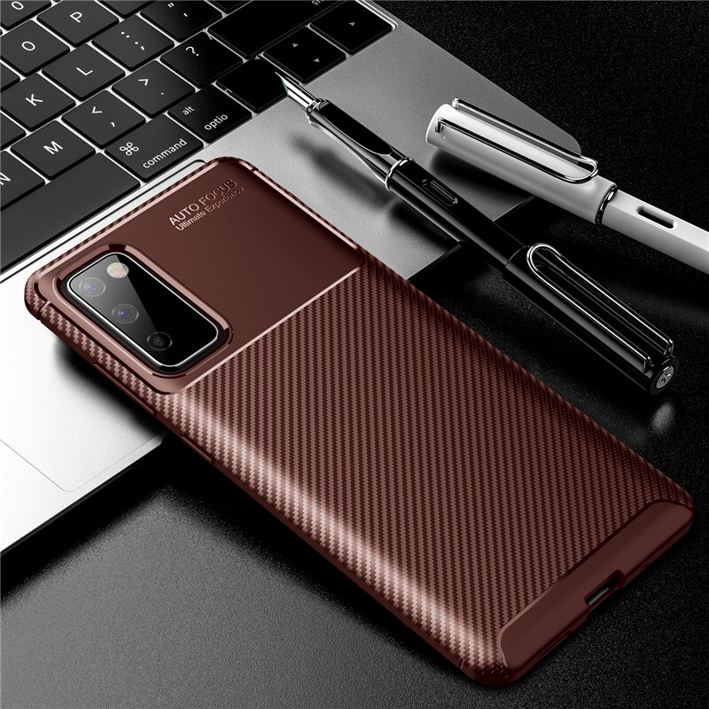 Xiaomi Poco M3 Case Soft Silicon Cover Carbon Fiber TPU Shockproof Cover