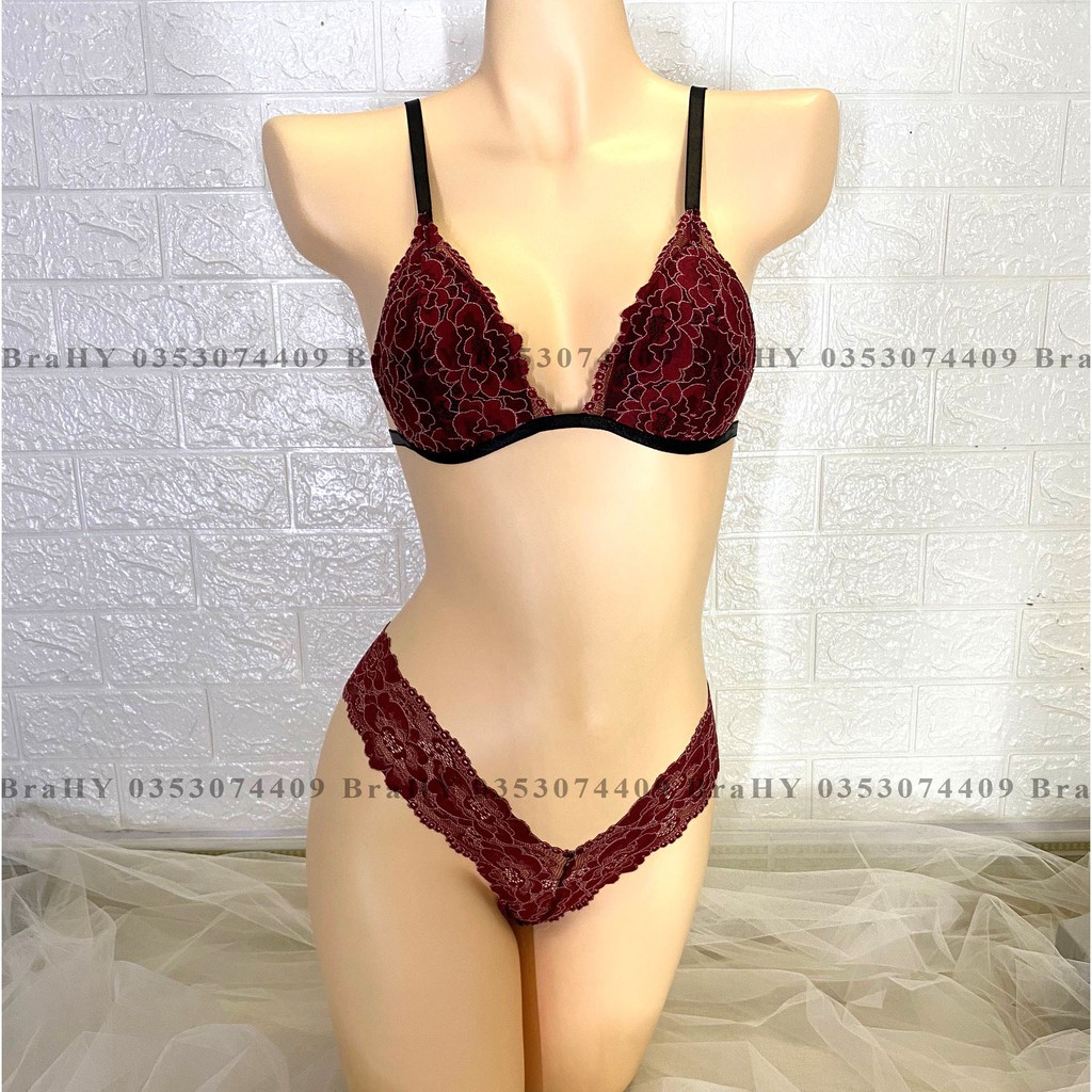👙Bra thiết kế👙 Bộ đồ lót nữ đỏ họa tiết có mút mỏng hàng thiết kế cao cấp | BigBuy360 - bigbuy360.vn