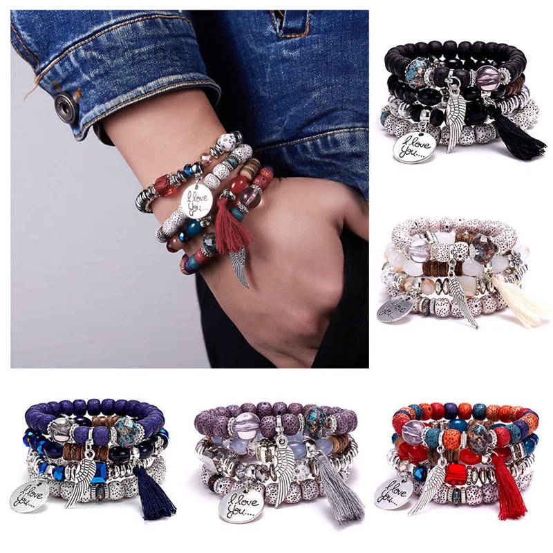 Set 4 Vòng Tay Chuỗi Hạt Đá Tự Nhiên