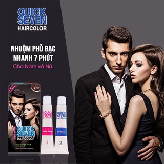 Nhuộm phủ bạc nhanh 7 phút Quick Seven Hàn Quốc, an toàn dành cho nam và nữ (60g + 60g)