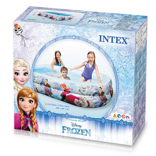 Bể bơi phao cho bé bơm hơi di động hình chữ nhật Frozen Elsa INTEX 58469