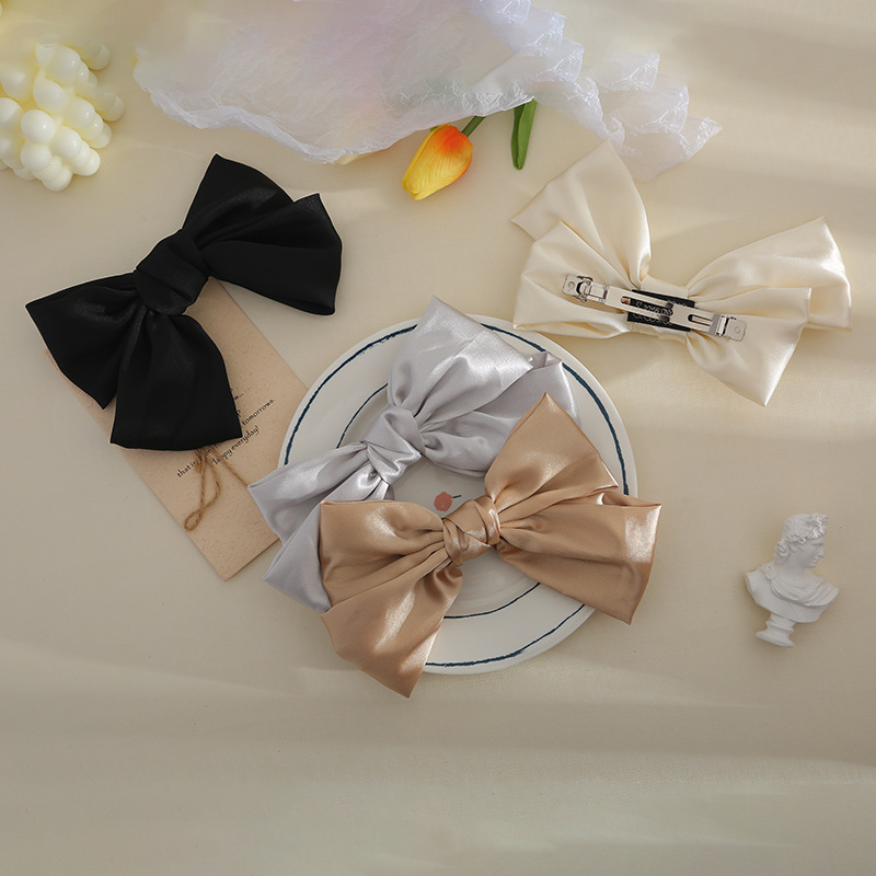 Kẹp Tóc Hình Nơ Vải Satin Phong Cách Hàn Quốc