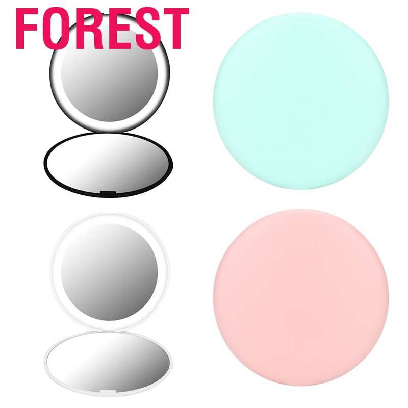 (Hàng Mới Về) Gương Trang Điểm Mini Phóng Đại 10x Phóng Đại 12 Bóng Led Có Thể Gấp Gọn