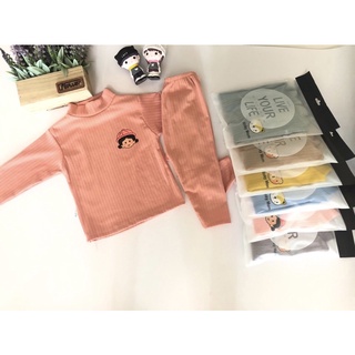 Bộ Phối Len Tăm Dài Tay Cổ Cao 3 Phân  Cho Bé Trai, Bé Gái Thu Đông Chất Thun Len Gân Minky Mon [BABY KHOAI]