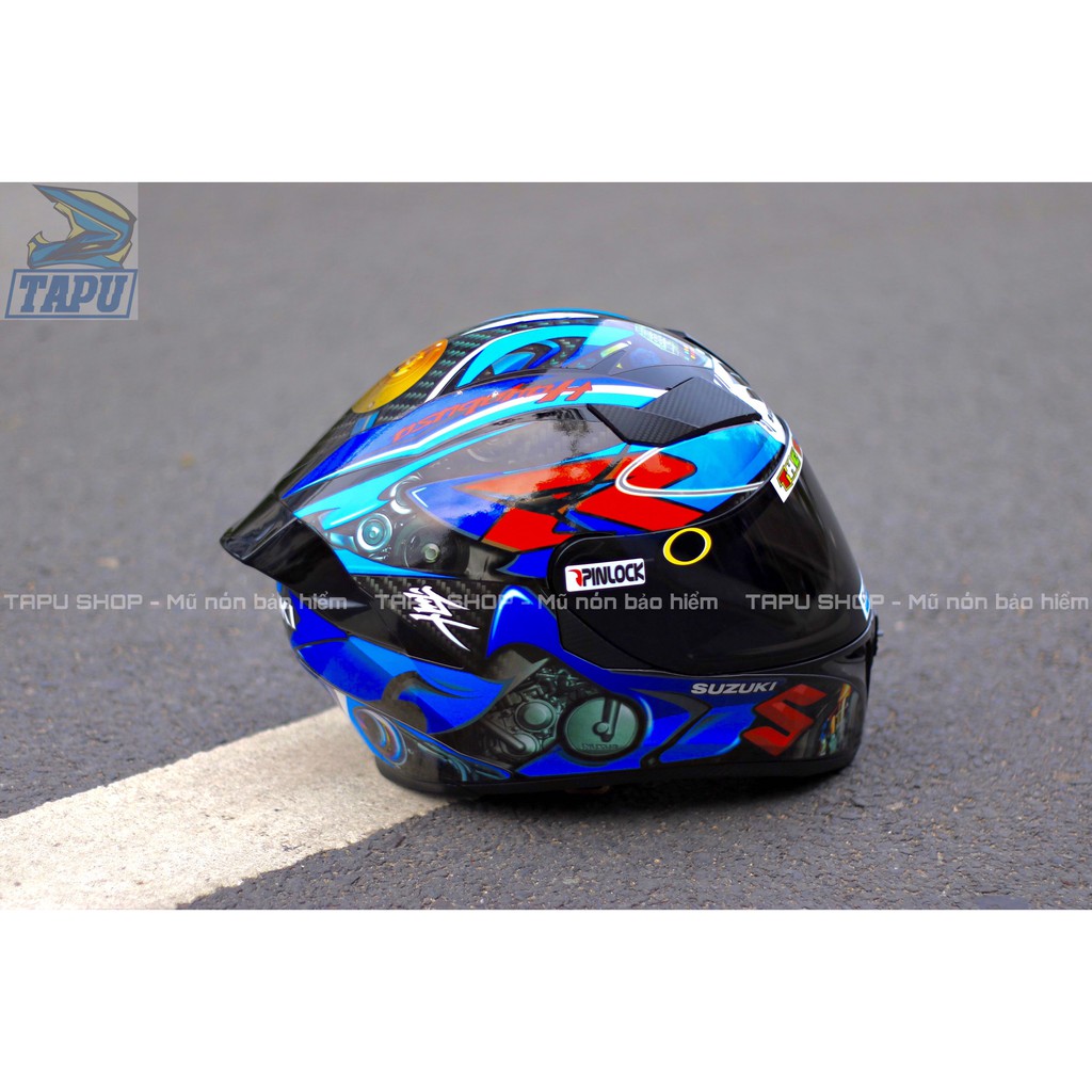 [FREESHIP] MŨ BẢO HIỂM FULLFACE ROC 1 KÍNH - ROYAL M138B LÊN TEM SUZUKI Xanh