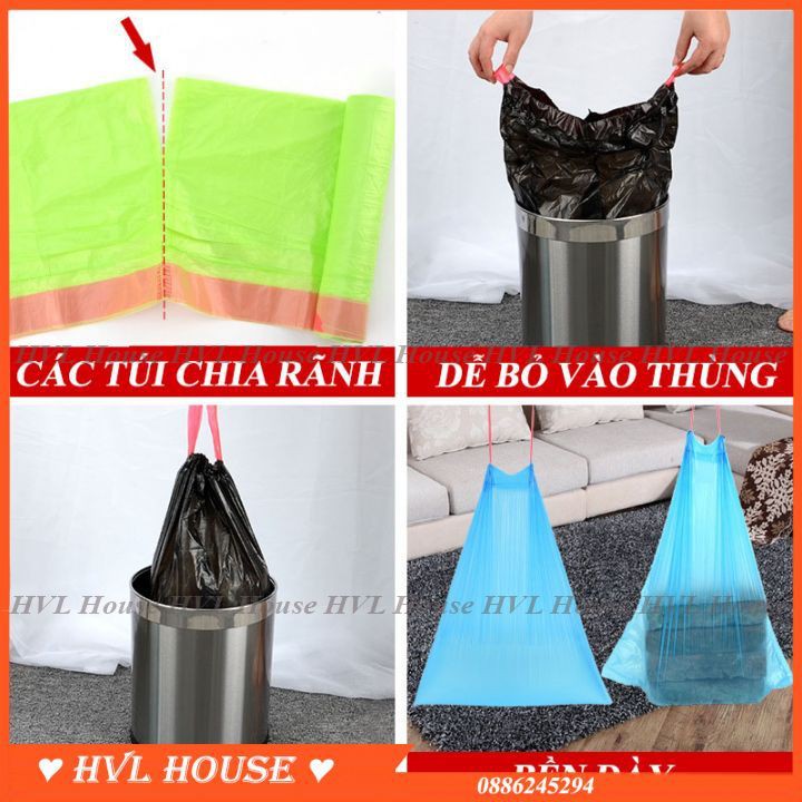 Túi đựng rác tự hủy, nilong có dây rút miệng