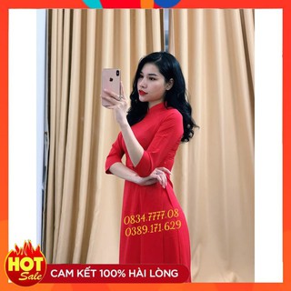 - Áo dài lụa nhật trơn cổ cao 2,5 phân