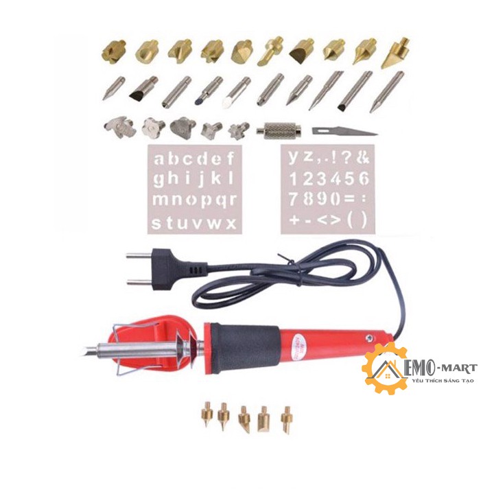 Bút lửa nhiệt trạm trổ vẽ tranh trên gỗ 26 in 1 ⚡️𝗕𝗛 𝟭𝟮 𝗧𝗛𝗔́𝗡𝗚⚡️ Nhiều đầu vẽ đa dạng về đường nét, kích thước