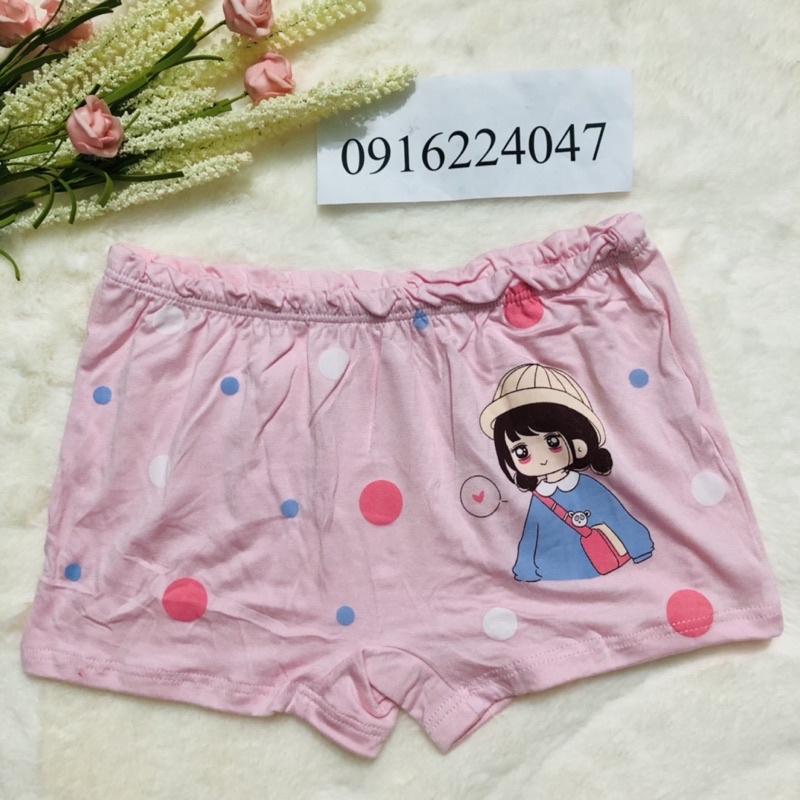 Set 10 Quần lót đùi bé gái cotton, quần chíp đùi trẻ em