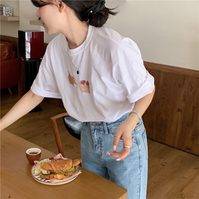 Áo Thun In Hình Mèo Dễ Thương 49116