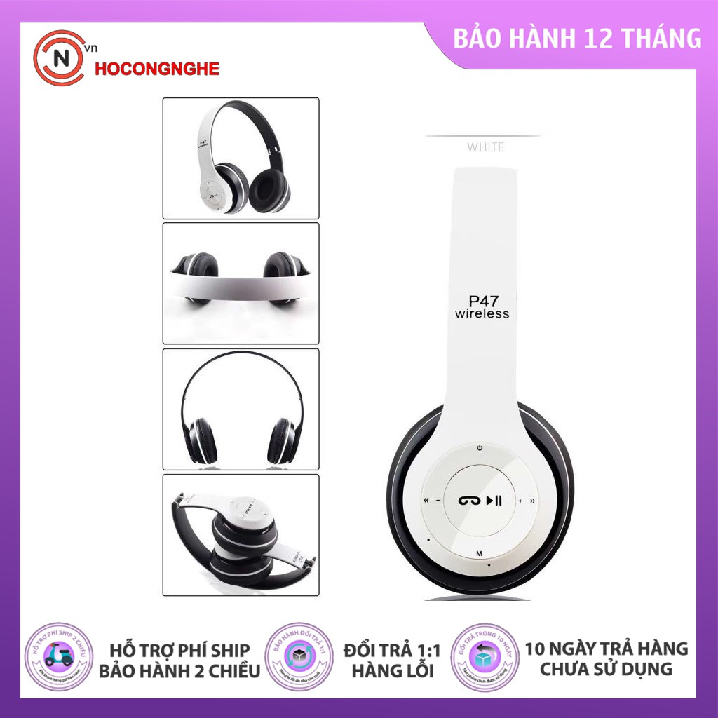 CHÍNH HÃNG Tai nghe bluetooth P47 - Tai nghe chụp tai chất lượng cao {BẢO HÀNH ĐỔI MỚI}