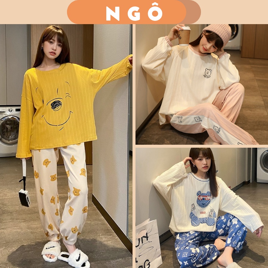 Đồ bộ nữ pijama mặc nhà cotton cao cấp tay dài nhiều màu đẹp - CTD1 | BigBuy360 - bigbuy360.vn