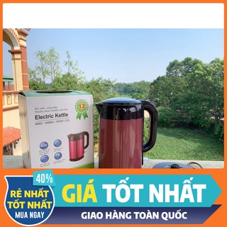 Ấm đun siêu tốc 2 lớp inox electric kettle 2.0 lit cách điện, cách nhiệt, siêu bền - rẻ vô địch