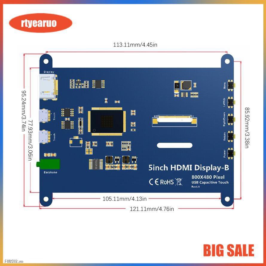 Màn Hình Lcd 12.7 cm 800x480 Cho Raspberry Pi 4 Model B 3b + / 3b / 2b / B + | BigBuy360 - bigbuy360.vn
