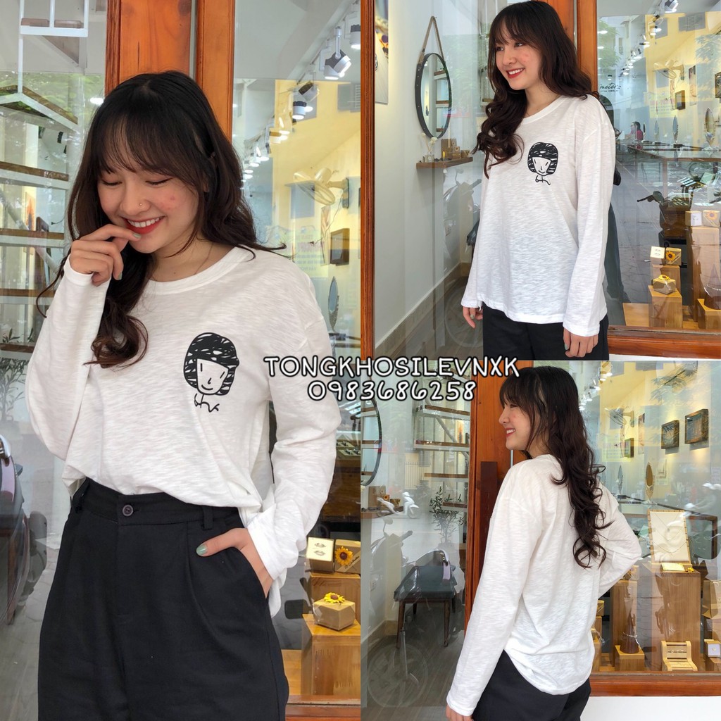 (Lẻ=sỉ) ÁO THUN GIẤY XƯỚC CÔ GÁI CUTE MÀU TRẮNG - Hàng sẵn tại shop