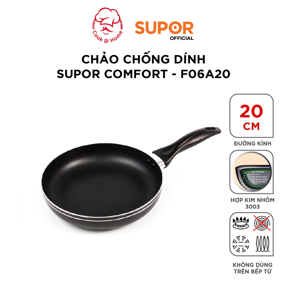 Chảo chống dính Supor Comfort size 20, 22, 24, 26, 28, 30cm -F06A26