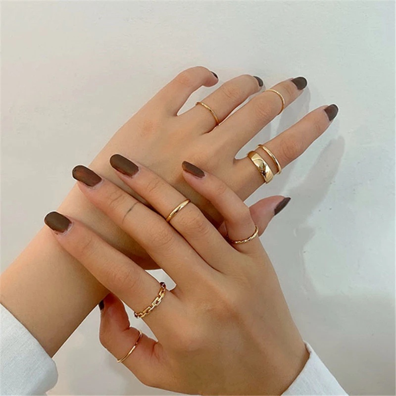 Set 7 Nhẫn Kim Loại Thời Trang Hàn Quốc Cá Tính Cho Nữ