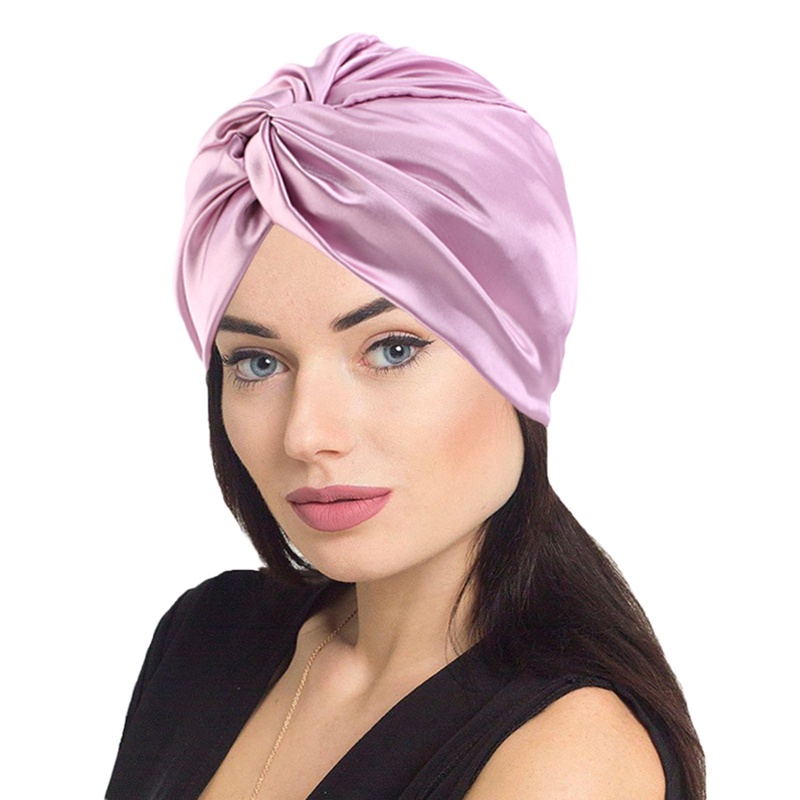 Brroa Mũ Ngủ Vải Lụa Satin Thắt Nút Đôi Co Giãn Thoải Mái Cho Nữ Hea