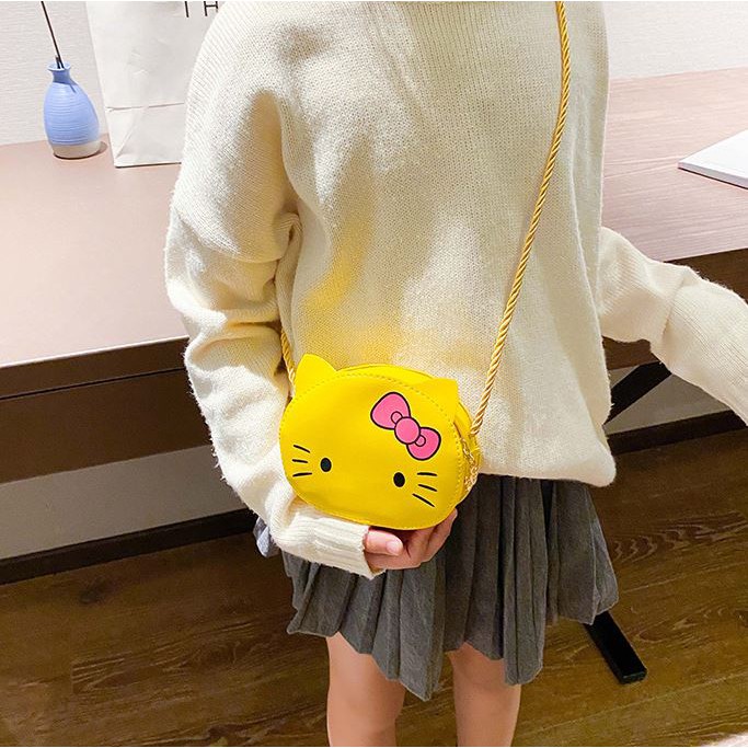 Túi đeo chéo mini cho bé trai bé gái Hạ Băng Designs, túi xách mini trẻ em đựng tiền điện thoại - Mèo Kitty