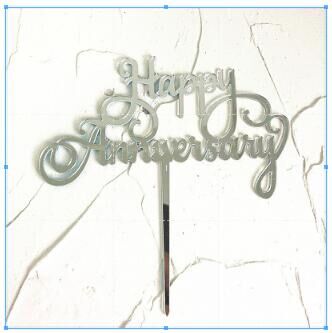 Que cắm thiết kế Happy Anniversary làm đạo cụ trang trí đồ tráng miệng