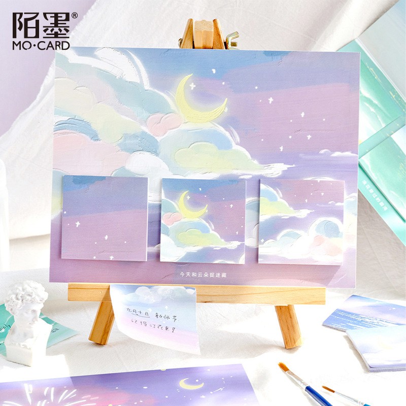 SN07 Giấy ghi chú sticky note phong cảnh - set 3 màu khác nhau