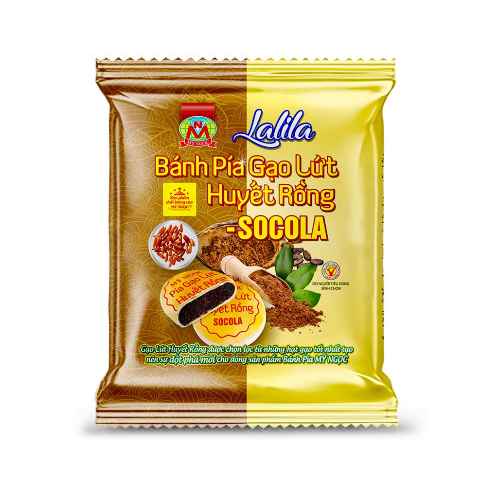 MỸ NGỌC _ 180g 2 Bánh pía GẠO LỨT huyết rồng SOCOLA tươi [ KHÔNG CÓ sầu riêng ]