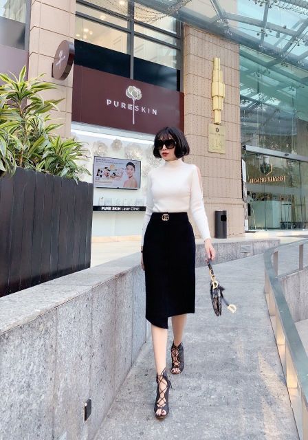 Chân váy len ép đen trơn, zic zac và kẻ ô siêu đẹp | BigBuy360 - bigbuy360.vn