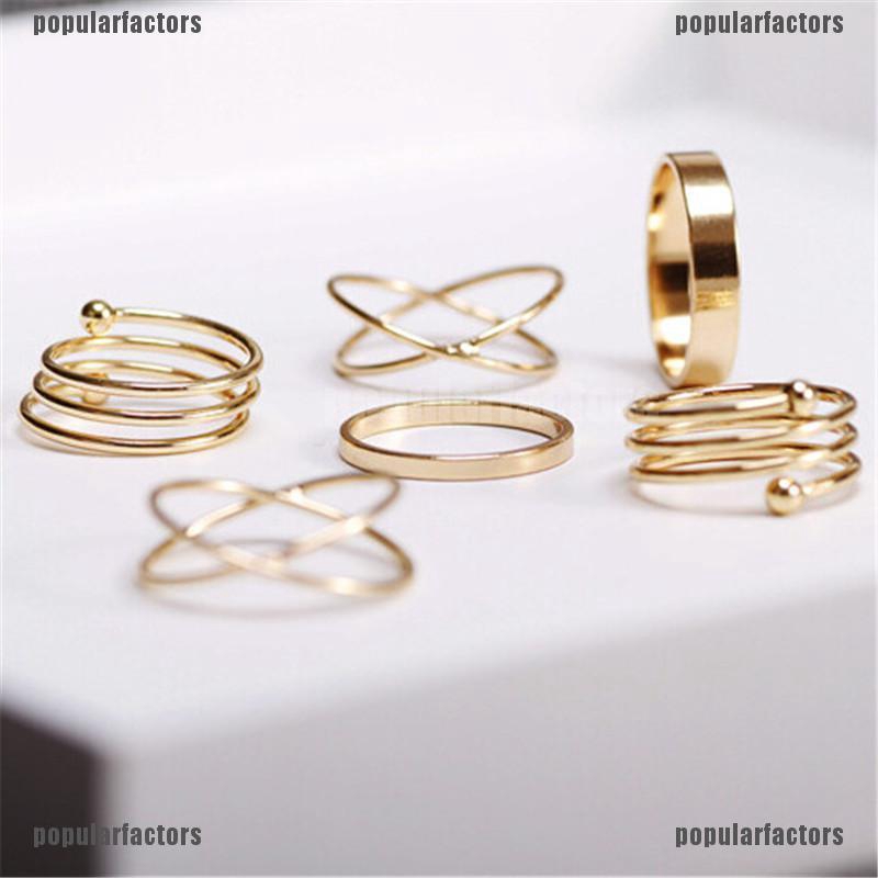 Set 6 Nhẫn Hợp Kim Phong Cách Punk Cá Tính