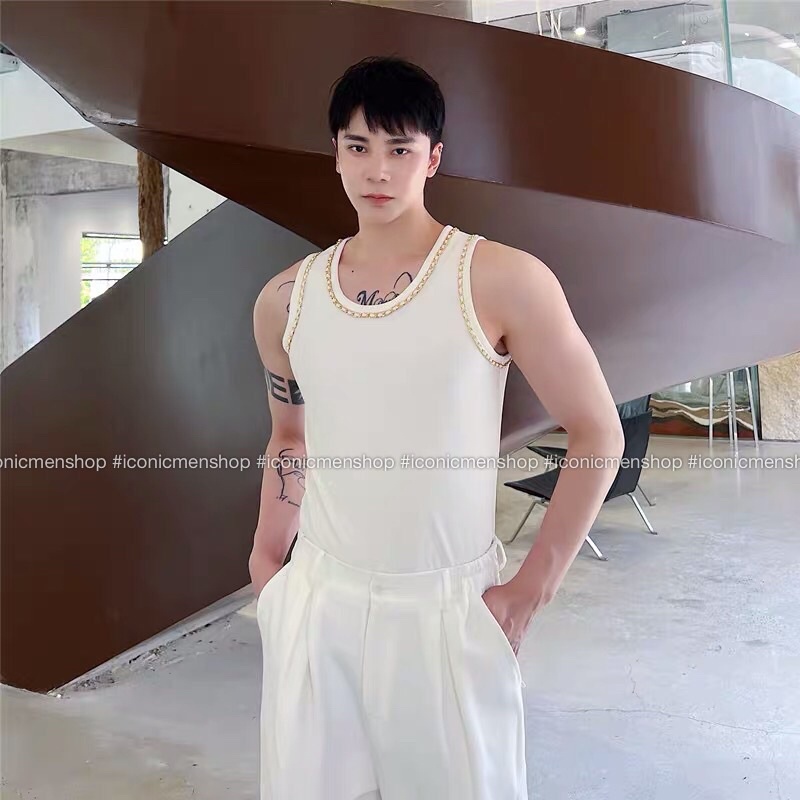 Áo ba lỗ nam mix dây xích