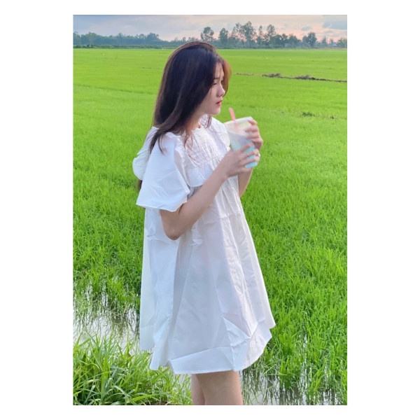 Đầm babydool , váy tiểu thư màu trắng siêu xinh (PLD05)